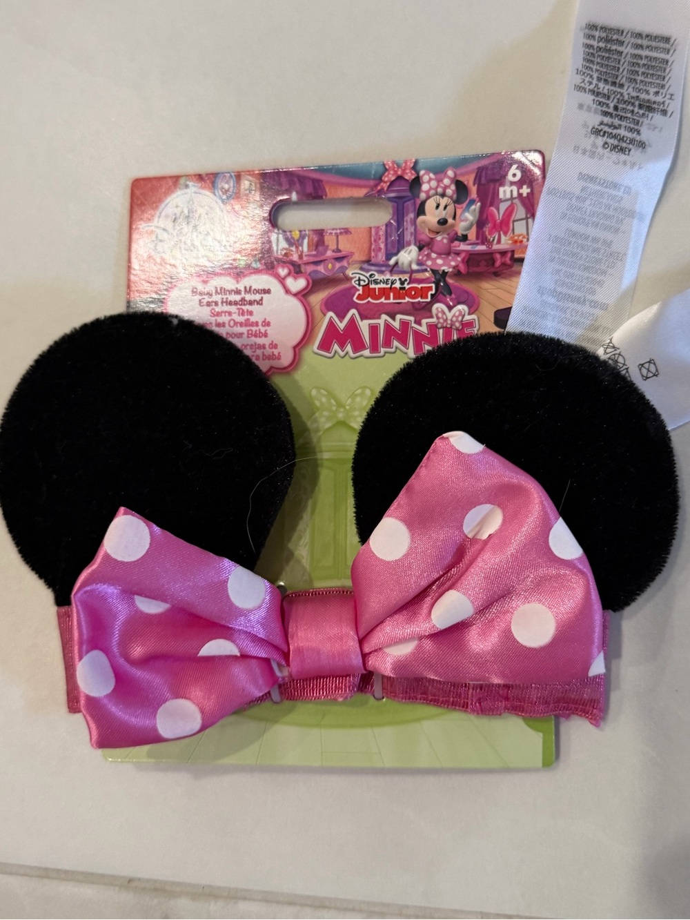 Pink Polka Dot Ears Headband for Babies